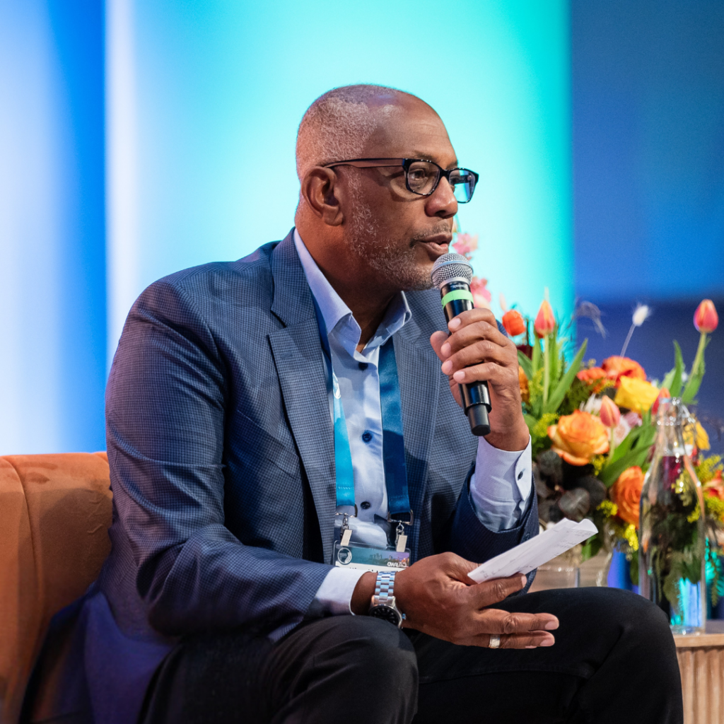 Chet P. Hewitt speaking at the 2024 California Forward California Economic Summit, making the critical connection between education and health 